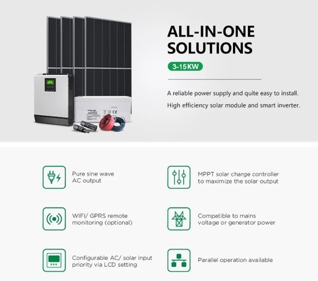 КИТАЙ Система солнечной энергии 10 кВт для дома без сети с 20 панелями солнечной энергии 550 Вт поставщик